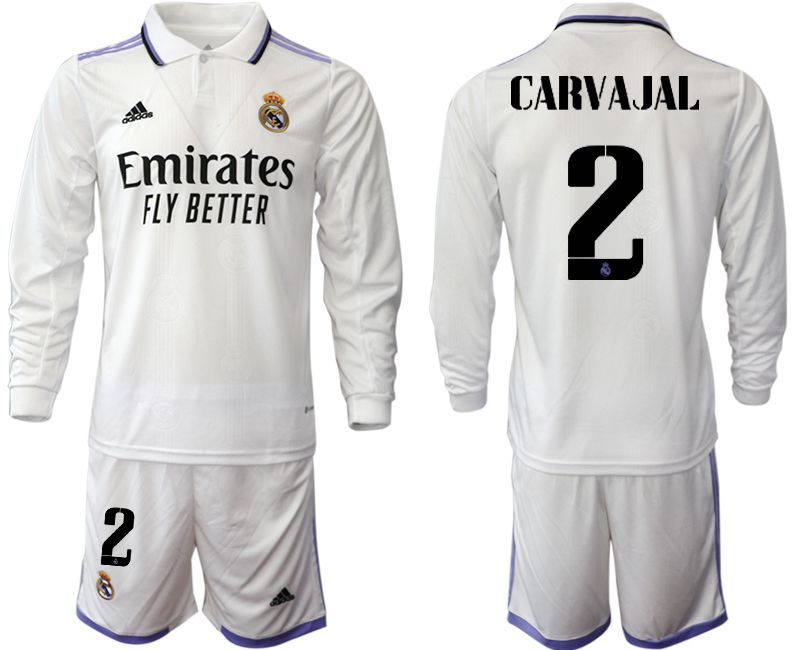 Men 2022-2023 Club Real Madrid home long sleeve white 2 Soccer Jersey